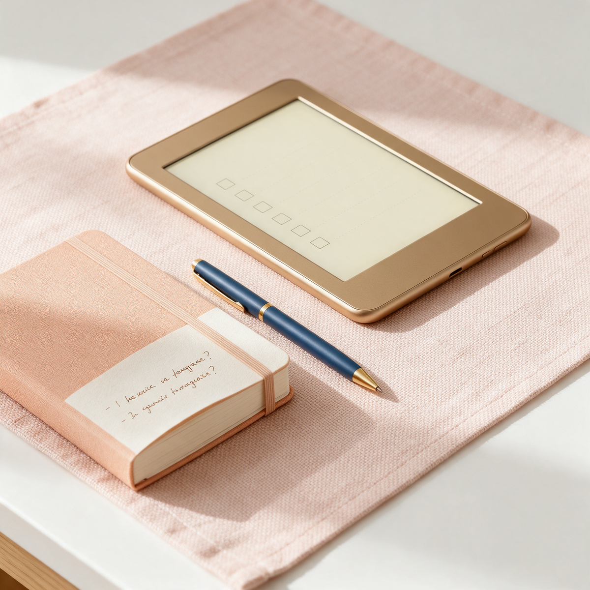 Einwand — E-Book und Notizbuch mit Fragen